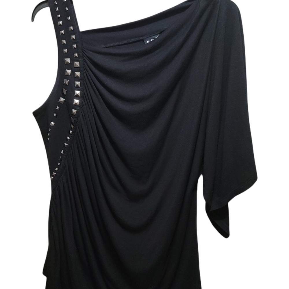 Black Asymmetric Studded Top